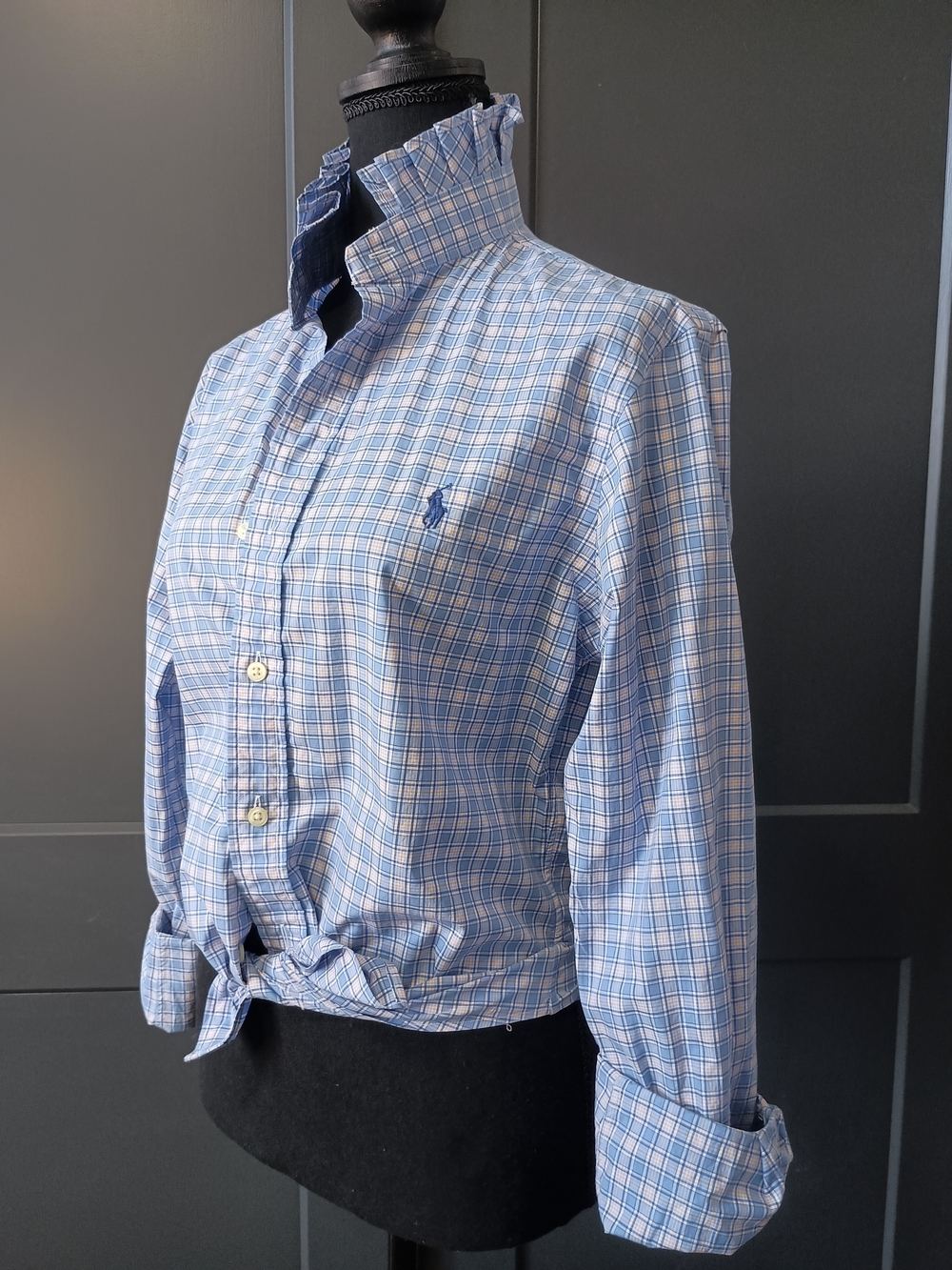 Upcycled Women's Ralph Lauren Ruffled Collar Shirt #133